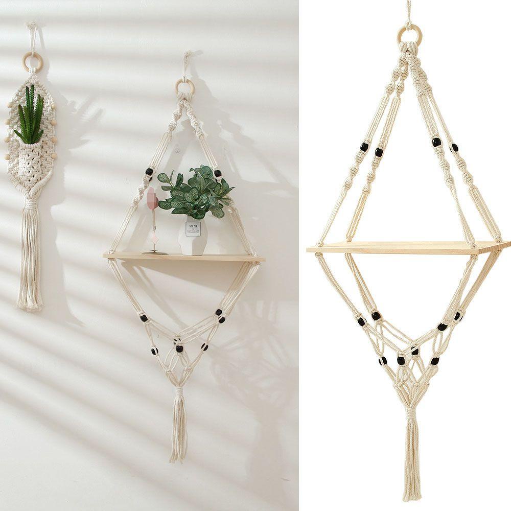 Giá Đỡ Chậu Hoa Bằng Dây Thừng Cotton Treo Tường Trang Trí