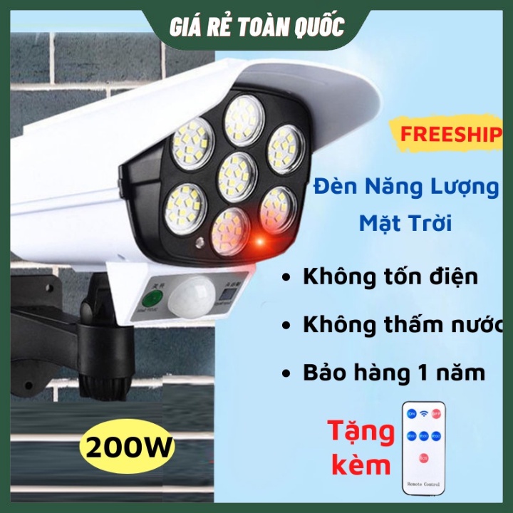Đèn năng lượng mặt trời giả camera chống trộm - Đèn led chống nước, có điều khiển cảm biến, tiết kiệm điện