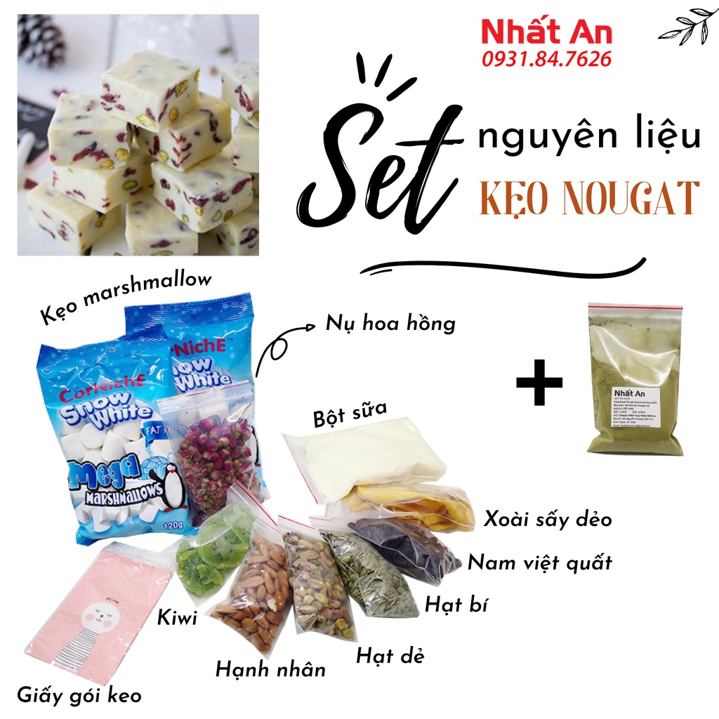 Set nguyên liệu làm kẹo nougat - Kẹo hạnh phúc Nhất An