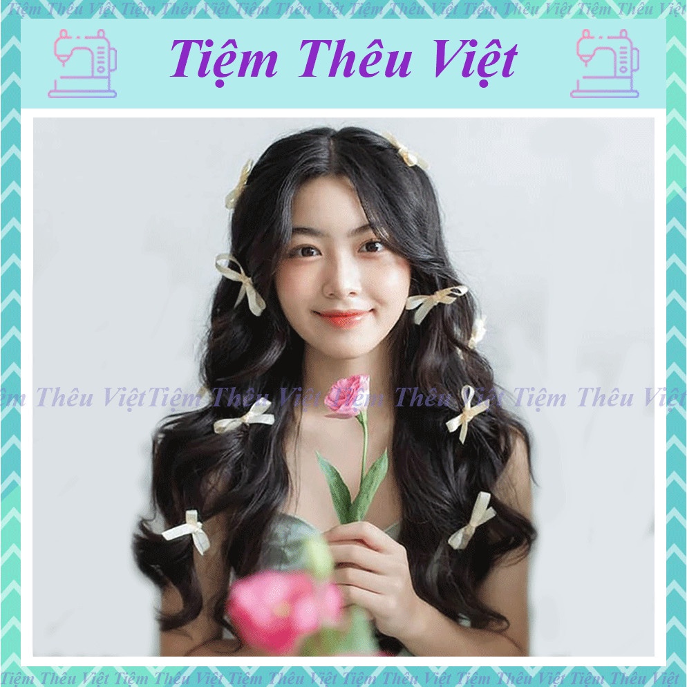 Set Dây Ruy Băng Buộc Tóc Tiệm Thêu Việt Phong Cách Lọ Lem