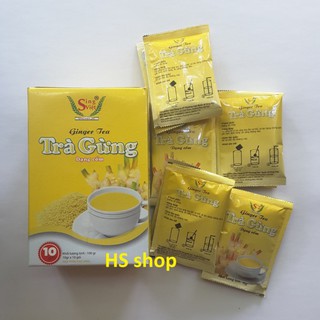 Trà gừng dạng cốm Hộp 100g (10 túi x 10g) - Hòa tan sử dụng tiện lợi - Bảo vệ sức khỏe, hết mệt mỏi - NPP HS shop