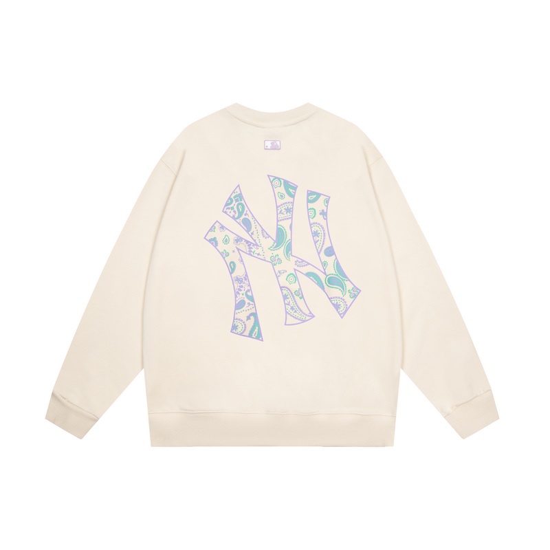 Hàng Spot! Plus Áo Sweater Tay Dài Thêu Logo MLB Cá Tính Cho Nam Nữ