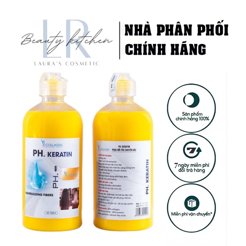 Kem Ủ Hấp Tóc Axit béo phục hồi tóc chuyên sâu PH Keratin V76 Collagen Italy 500ml.