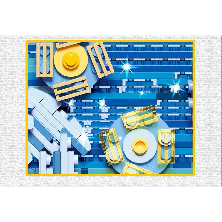 Lắp ráp Starry Van Gogh Pixel Painting World Masterpiece DK3001 Bầu trời đầy sao của Van Gogh có đèn led