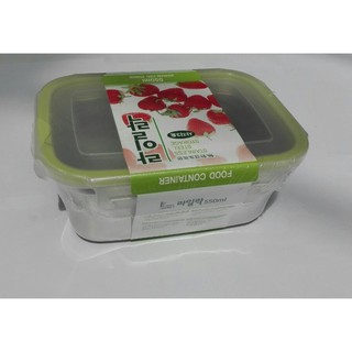 Hộp Đựng Thực Phẩm Inox Hàn Quốc TERRA 550ml Hình Chữ Nhật Có Nắp Đậy Bằng Nhựa PP SS3