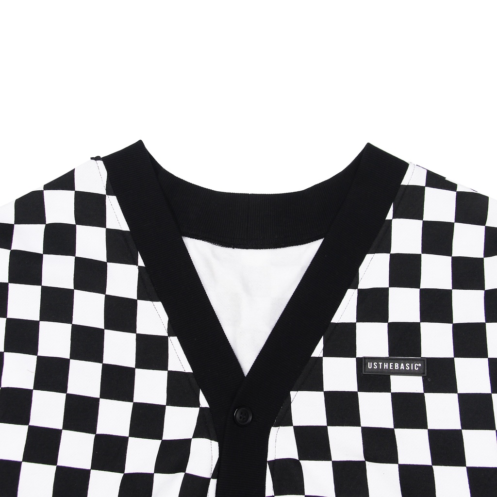 Usthebasic - Áo khoác Checkerboard Fabric Cardigan