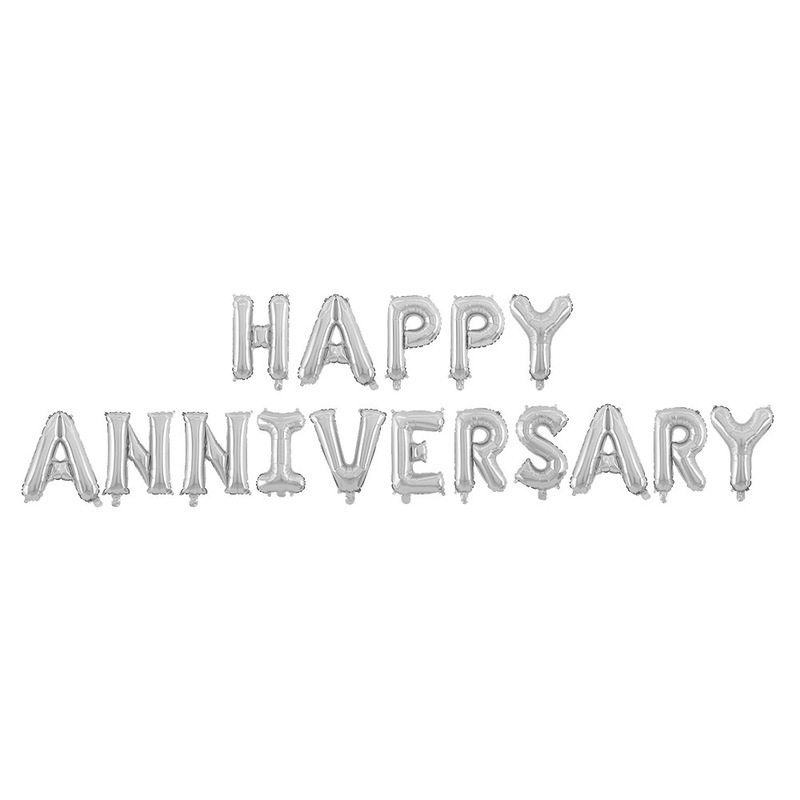 Bong bóng lá nhôm 16 inch hình chữ Happy Anniversary trang trí tiệc cưới