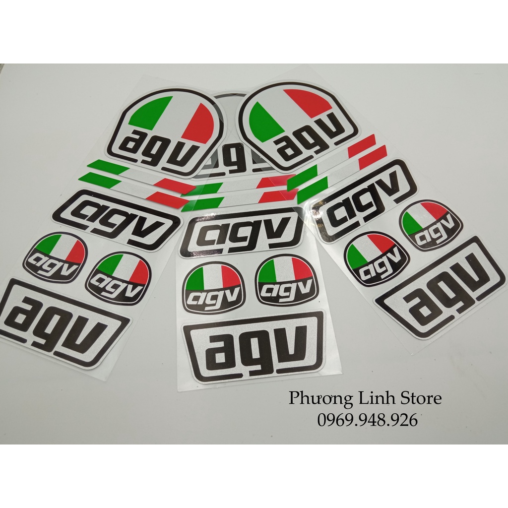 Combo 7 Decal tem dán mũ bảo hiểm sticker dán nón bảo hiểm AGV (85)