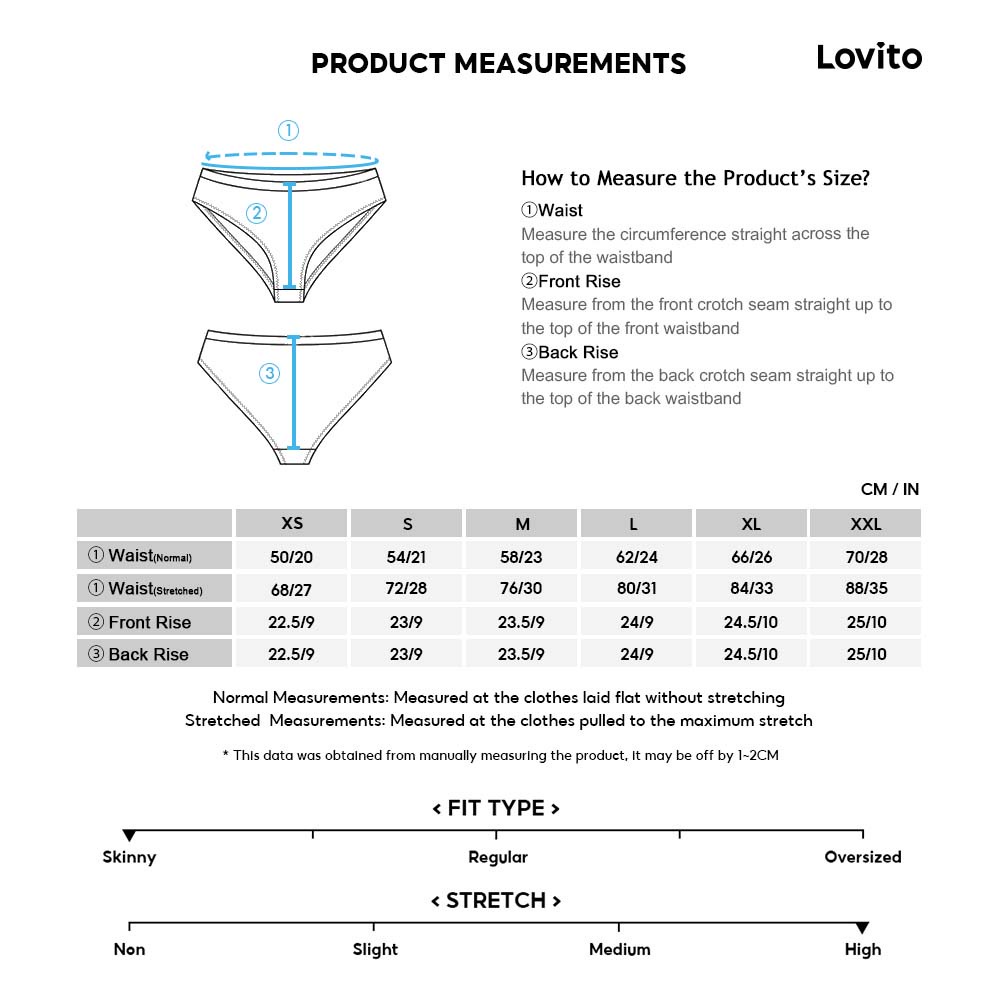 Lovito Bộ 3 chiếc Quần lót lưng cao bằng ren trơn tương phản L26AD140