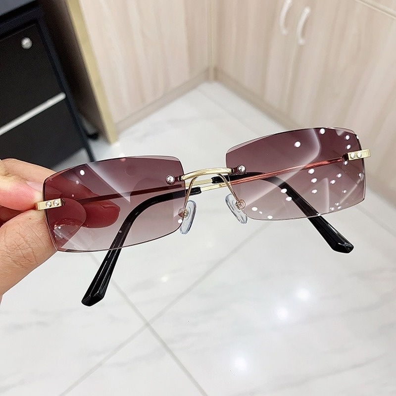 Kính mát không gọng kim loại thời trang Âu Mỹ cho nữ