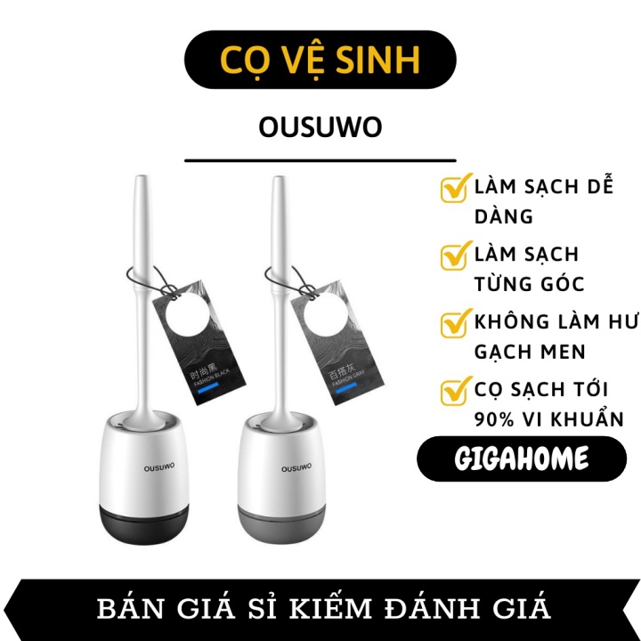 Cọ Chà Toilet GIGAHOME Bộ Chổi, Cọ Bồn Cầu Silicone Diệt Khuẩn Tới 90% Kèm Khay Đựng 8205