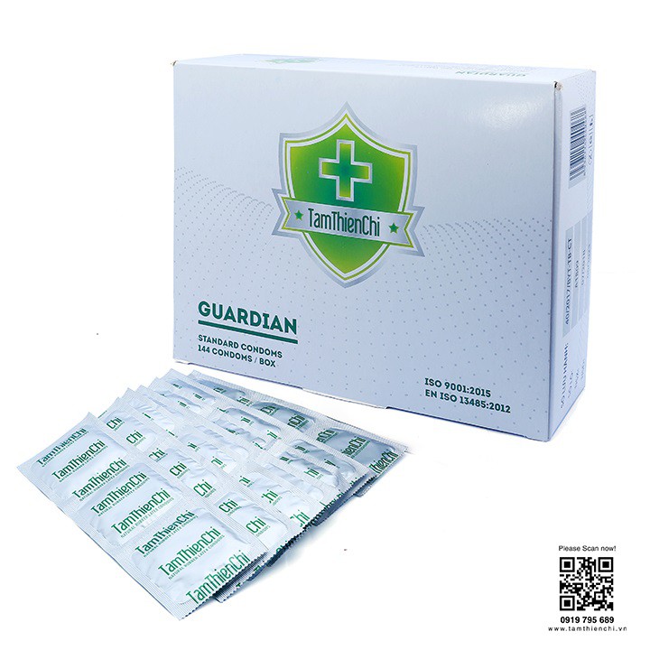 Bao cao su Tâm Thiện Chí Guardian mỏng trơn hộp 144 cái