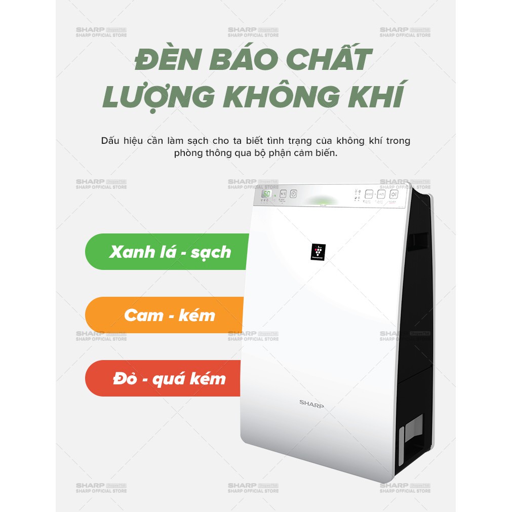 Máy Lọc Khí Tạo Ẩm Sharp INVERTER KC-F30EV-W Tiết Kiệm Điện - Bảo Hành 12 Tháng