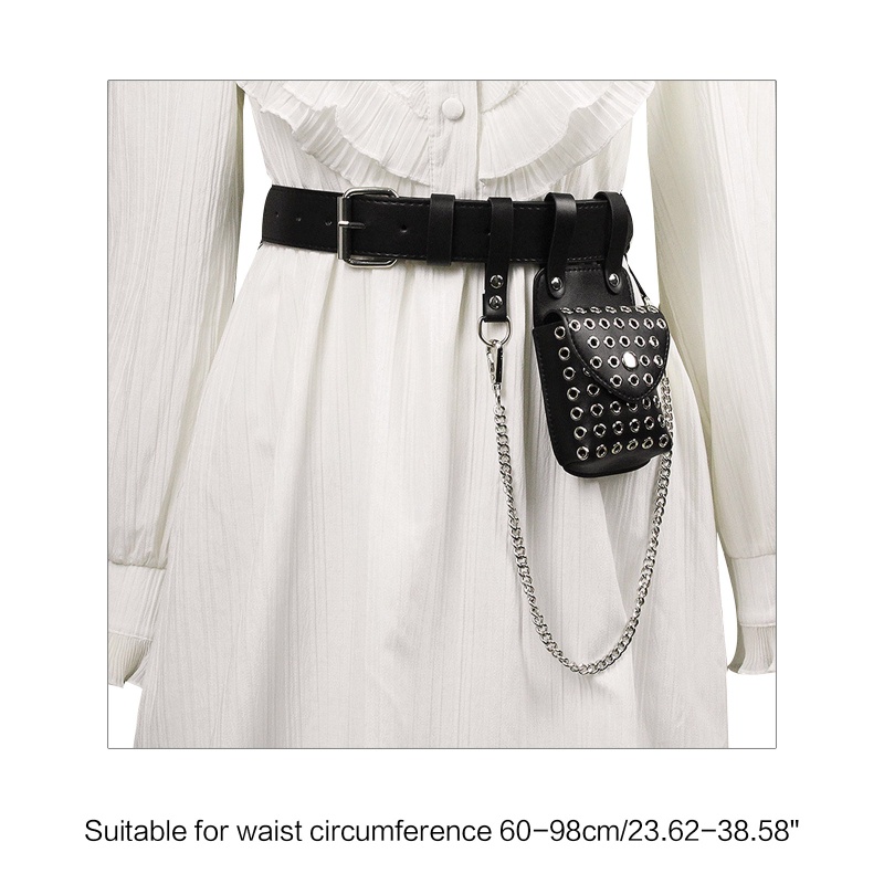 Túi Đeo Hông Giả Da Kèm Dây Đeo Sợi Xích Thời Trang Cá Tính Cho Nữ