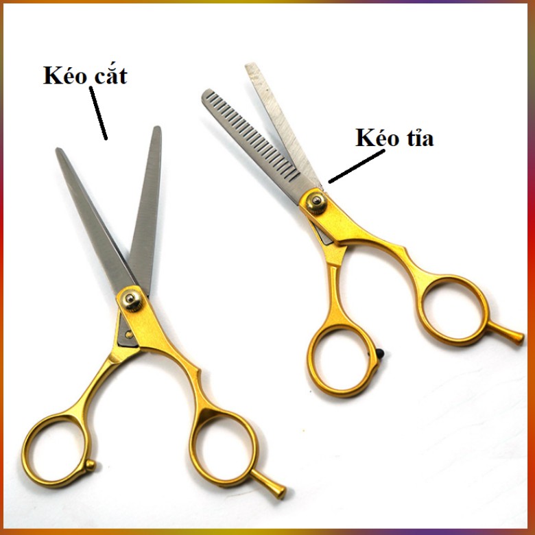 Bộ Kéo Cắt Tóc, Kéo Tỉa Tóc Chuyên Nghiệp - Thép Nguyên Chất Chống Gỉ, Titan Mạ Cán Vàng