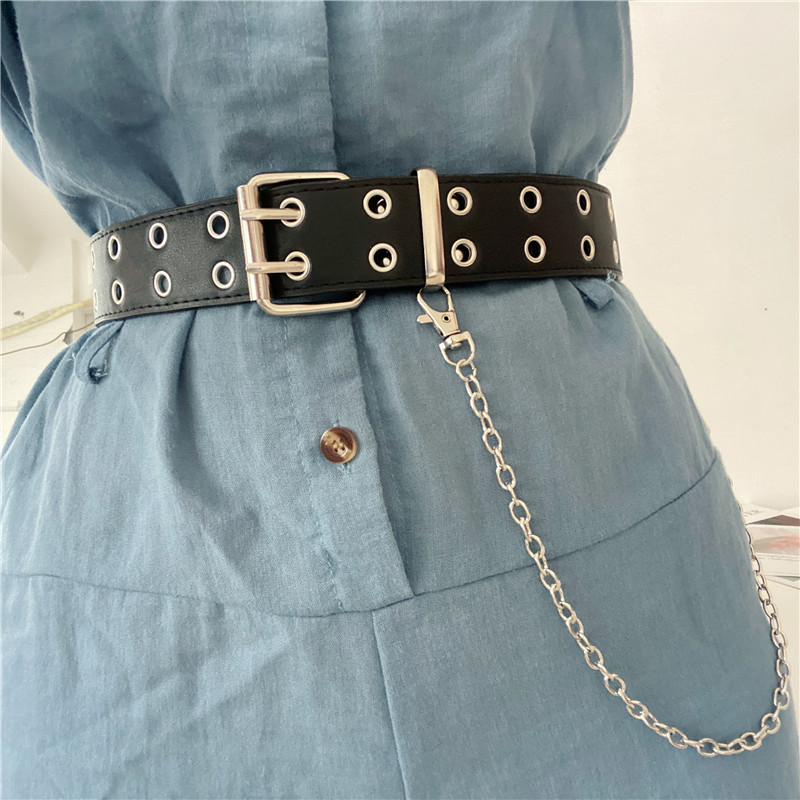 Thắt Lưng Dây Xích Đôi Bằng Kim Loại Thời Trang Đường Phố
