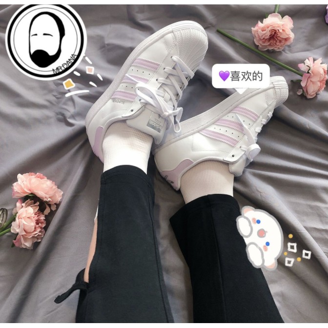 Mới Giày Thể Thao Adidas Superstar Màu Tím Thời Trang Cho Nữ