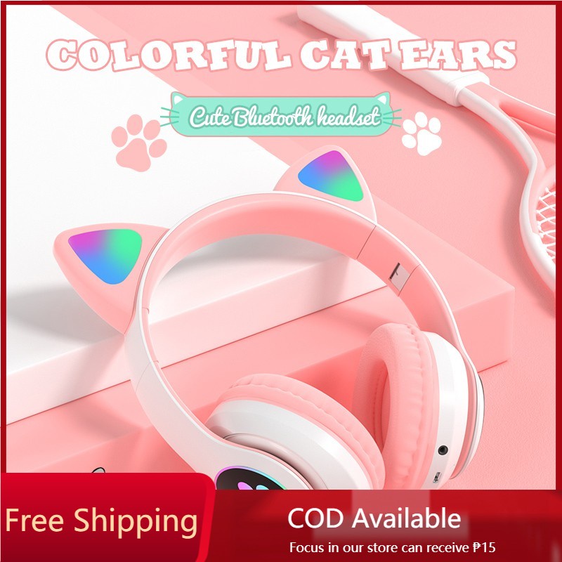 Tai Nghe Bluetooth Tai Mèo Chụp Tai STN-28 Có Micro Chơi Game, Học Online, Nghe Nhạc HIFI. Headphone Máy Tính Không Dây