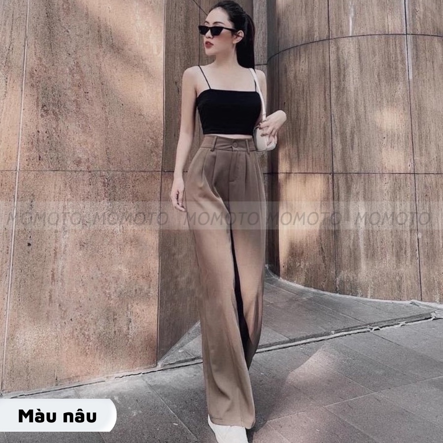Quần ống rộng suông nữ lưng cao nhiều màu chất Ruby Hàn dễ phối đồ