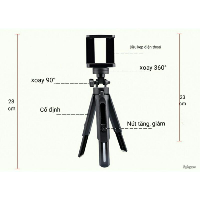 Chân kẹp điện thoại Tripod mini 3 chân kèm đầu kẹp