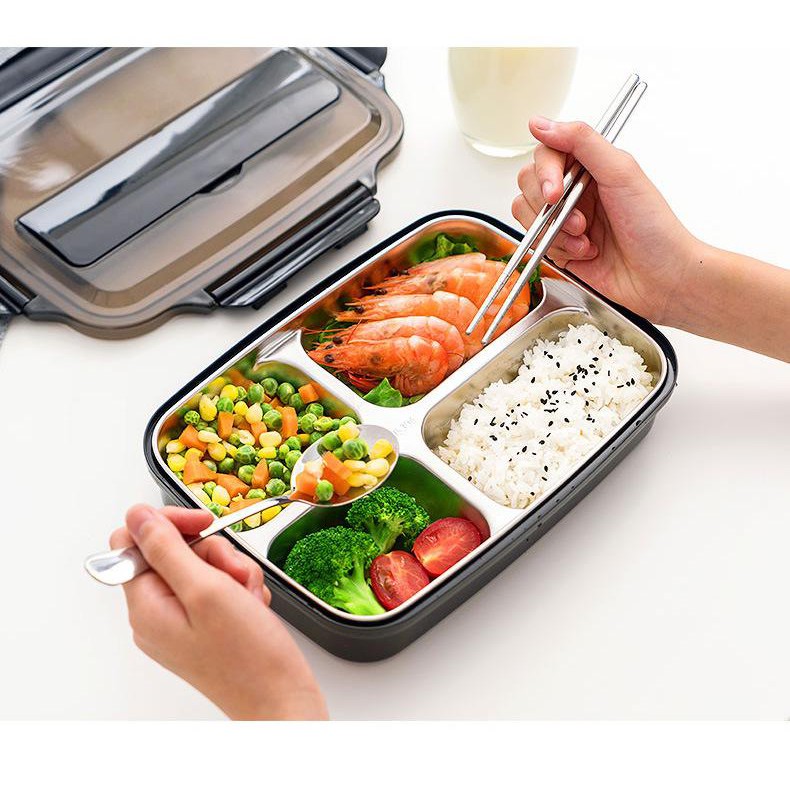 Hộp Cơm Văn Phòng Hộp Cơm 4 Ngăn Bộ Cơm Thủy Tinh