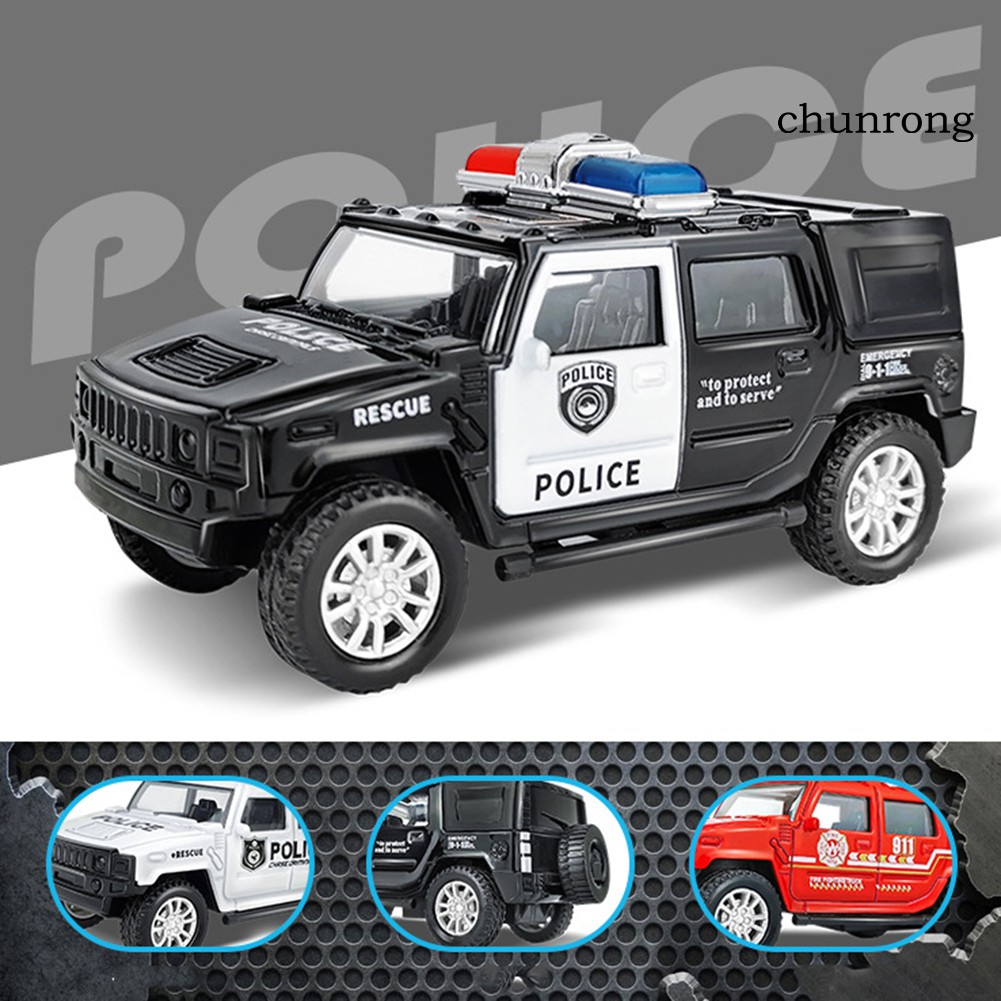 CR+1/36 Simulation Police Car Vehicle Pull Back Truck Model Kids Toy Christmas Gift