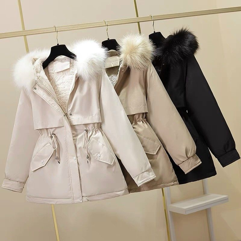 Sale Áo khoác phao nữ chất dày ấm có lót lông mũ tháo rời được siêu đẹp kèm ảnh thật