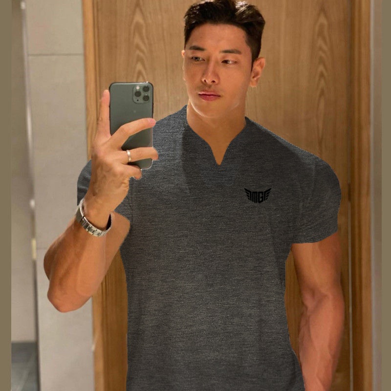 Áo Thun Thể Thao Cổ Chữ V Tay Ngắn Bằng Cotton Thời Trang Cho Nam 2021