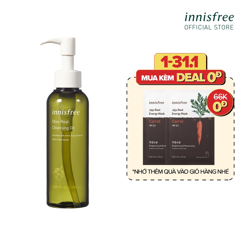 [Mã COSIF05 giảm 10% đơn 400K] Dầu tẩy trang dưỡng ẩm innisfree Olive Real Cleansing Oil 150ml