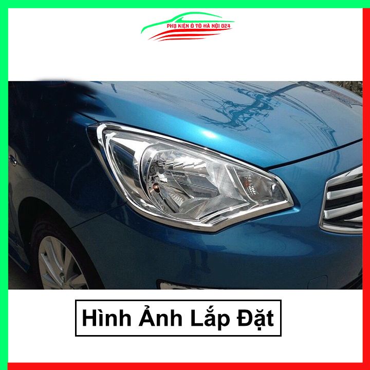 Ốp viền đèn pha hậu mạ crom Attrage 2015-2019 chống trầy trang trí bảo vệ xe