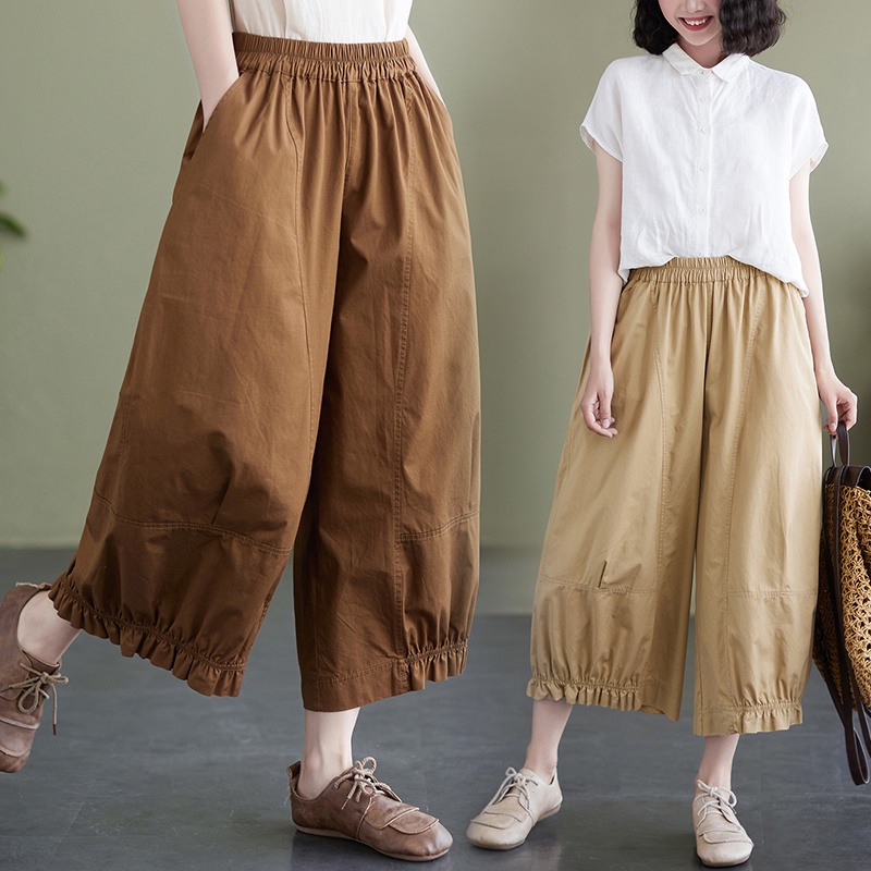 Quần Dài Ống Rộng Xếp Ly Màu Sắc Thời Trang Mùa Hè Cho Nữ
