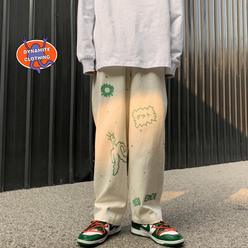 quần ống rộng Họa Tiết Graffiti Size S-3Xl Phong Cách Hiphop Cho Nam