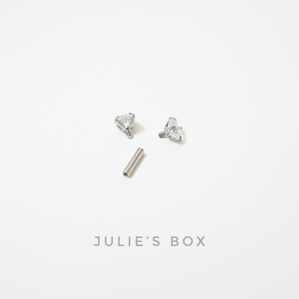 Khuyên Tai Titan 2 Đầu Đá Tròn Unisex Màu Bạc Đuôi Bi Không Gỉ Sét Không Ngứa Bông Tai Julies Box 66