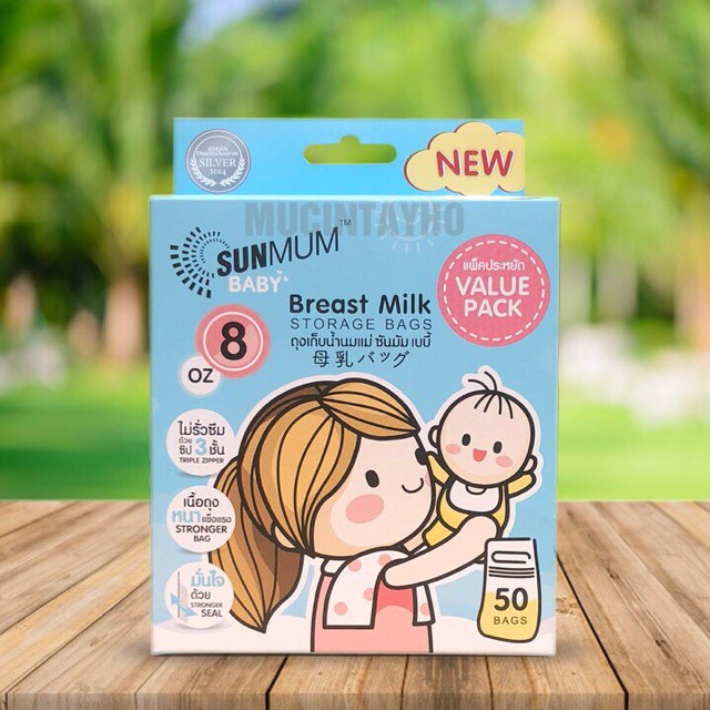 Túi trữ sữa SUNMUM khoá 3 lớp chắc chắn