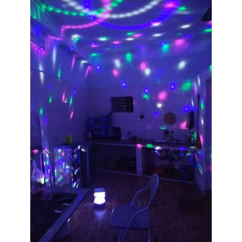 Đèn Led Quả Cầu Xoay Vũ Trường Sân Khấu 7 Màu Có Bluetooth, Phát Nhạc Thẻ Nhớ, Usb Kèm Remote