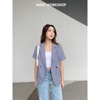 Áo blazer tay ngắn Navy Caro Short Blazer Maxy Workshop