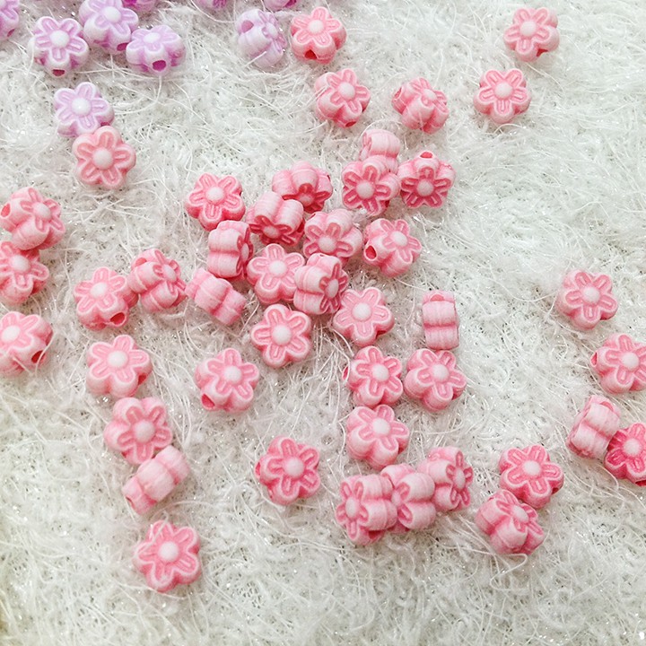 Cườm nhựa hoa mai 3d nhiều màu làm vòng tay dễ thương hạt bông size 6mm trang trí handmade