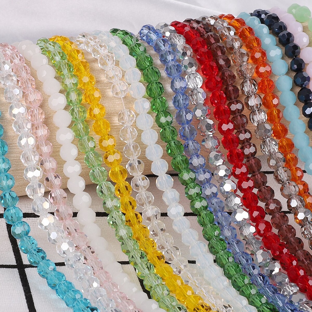 Bộ 100 Hạt Pha Lê Tròn 6mm Nhiều Màu Sắc Dùng Làm Trang Sức Thủ Công