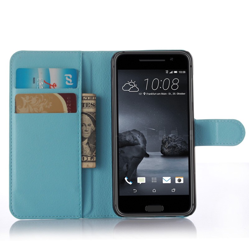 HTC One A9 Case Litchi Leather Wallet Flip Cover Card Slots Stand Holder Case