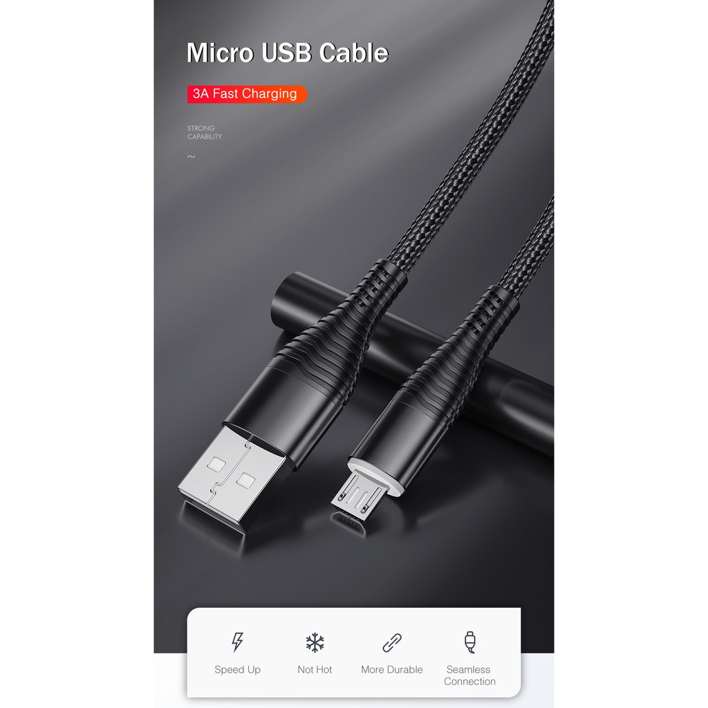 Cáp sạc ROCK 5A Micro USB Lightning Type-C hỗ trợ sạc nhanh