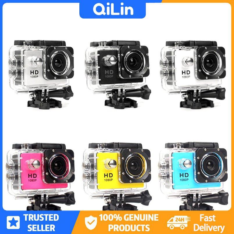 1 Set Camera Hành Trình 30m Bằng Nhựa Chống Thấm Nước Mini Dv 1080p Gắn Mũ Bảo Hiểm Xe Đạp / Xe Hơi