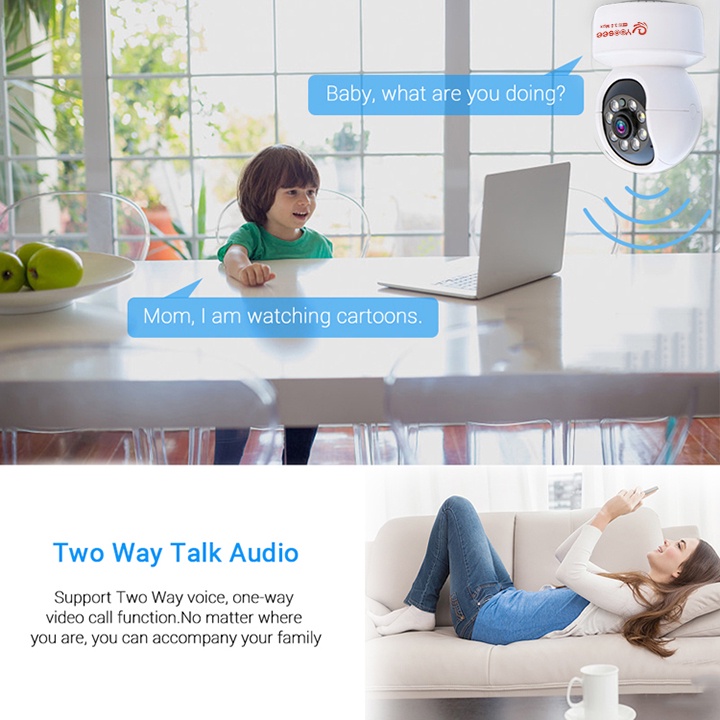 Camera ip Yoosee 2 Mắt 5.0MP | Yoosee 3.0MP-FHD 1080P, Góc rộng Quay đêm có màu, phát hiện chuyển động, đàm thoại, Xoay