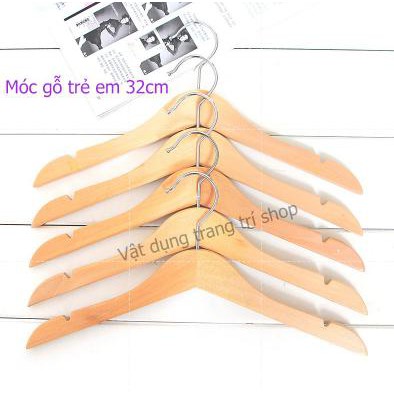 [Mã LIFE1404ALL giảm 10% đơn 50K] Móc Gỗ Vàng KTN Treo Quần Áo Trẻ Em 32cm ( Bộ 10 Móc)