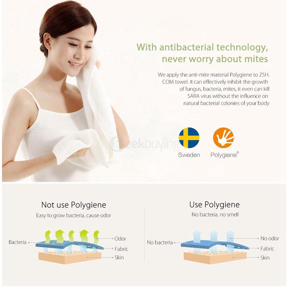 Khăn mặt 34*76cm, khăn tắm kháng khuẩn Xiaomi ZSH A-1159 34*76cm