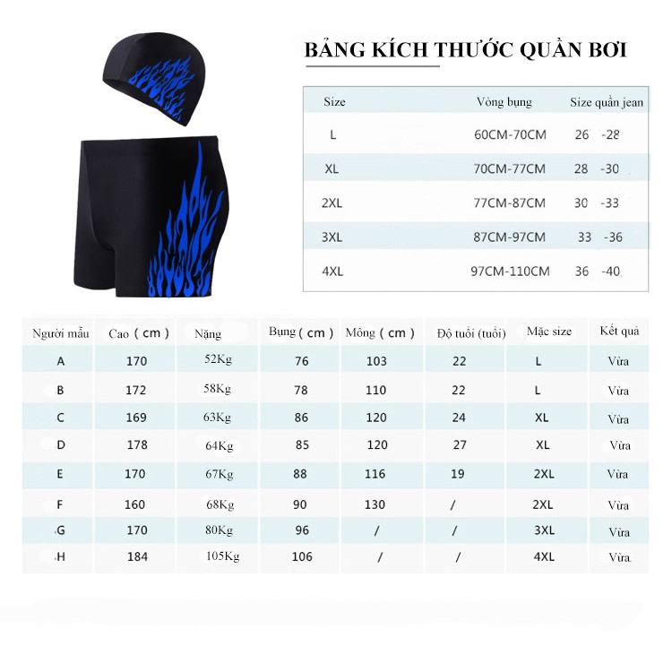 Combo 2 in 1 Quần bơi nam kèm mũ bơi QB6015