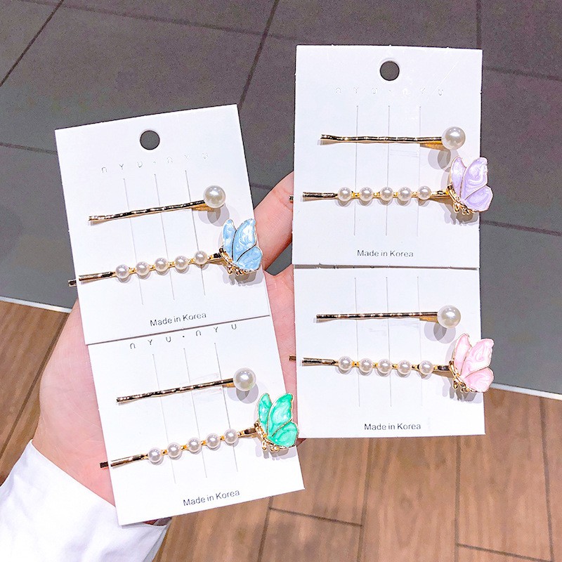 Set Kẹp Tóc Hình Bướm Đính Ngọc Hàn Quốc Xinh Xắn Dễ Thương Mainia Shop