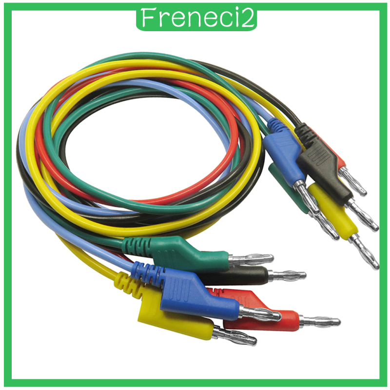 [FRENECI2]Lot 5Pcs Banana Plug 4mm Stackable Test Leads Cable, 5 Colors, 120cm Length