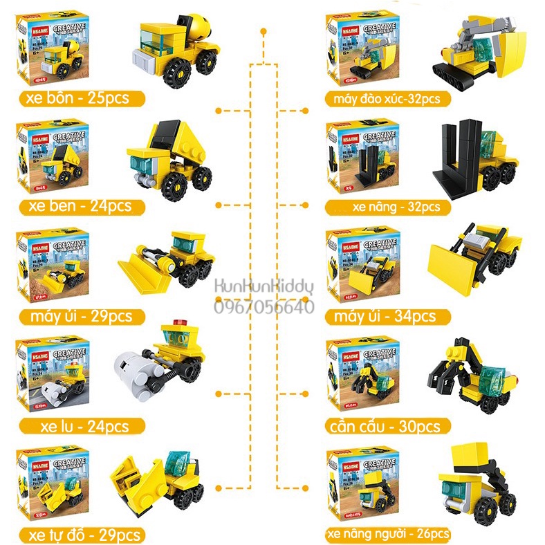 Mô hình đồ chơi lắp ghép xe xây dựng