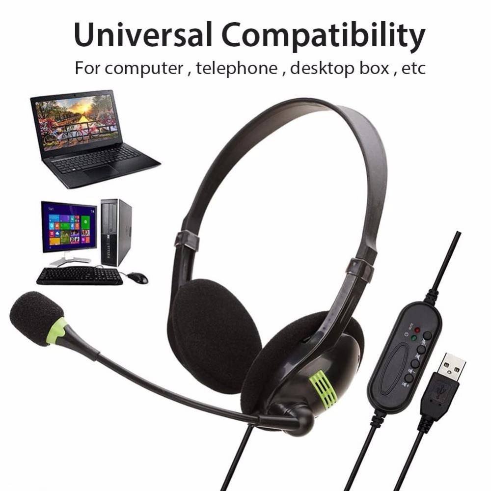 Tai Nghe Usb Kèm Mic Chống Ồn Tiện Dụng Cho Pc / Laptop / Mac / School / Kids