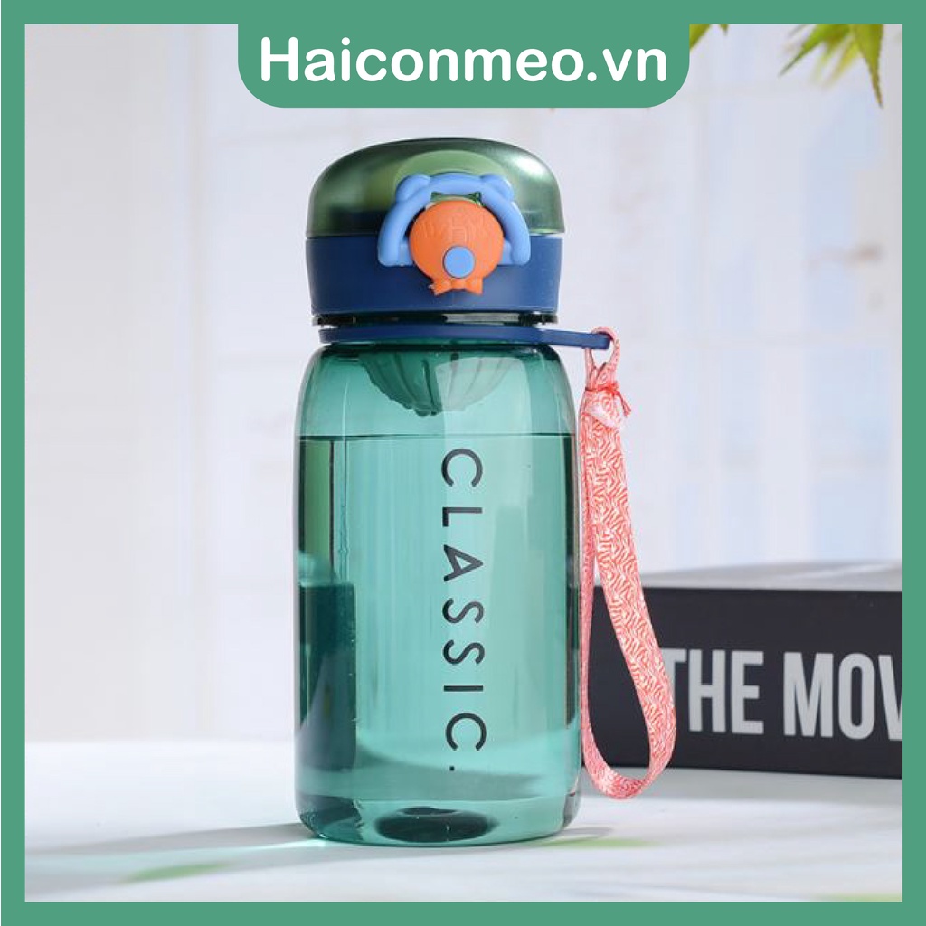 Bình nước Classic 400ml dễ thương có dây đeo 4 màu dành cho bé